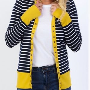Blue and mustard stripped cardigan